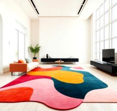 Handmade Organic Multicolor Abstract Living Rug